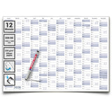 Wandkalender 2028 B0 1400 x 1000 mm blau grau abwischbar Jahreskalender Planung