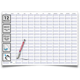 Wandkalender DIN B1 700 x 1000 mm blau grau abwischbar Dauerkalender Planung