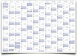 Wandkalender 2027 A0 841 x 1189 mm blau grau Jahreskalender gerollt