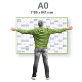 Jahreskalender 2027 A0 abwischbar gerollt mit 4er Stifte-Set & Schwamm 250 g Papier