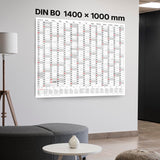 Jahreskalender 2027 B0 14 Monate abwischbar gerollt mit Marker 250 g Papier