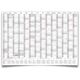 Jahreskalender 2027 B0 14 Monate abwischbar gerollt mit Marker 250 g Papier